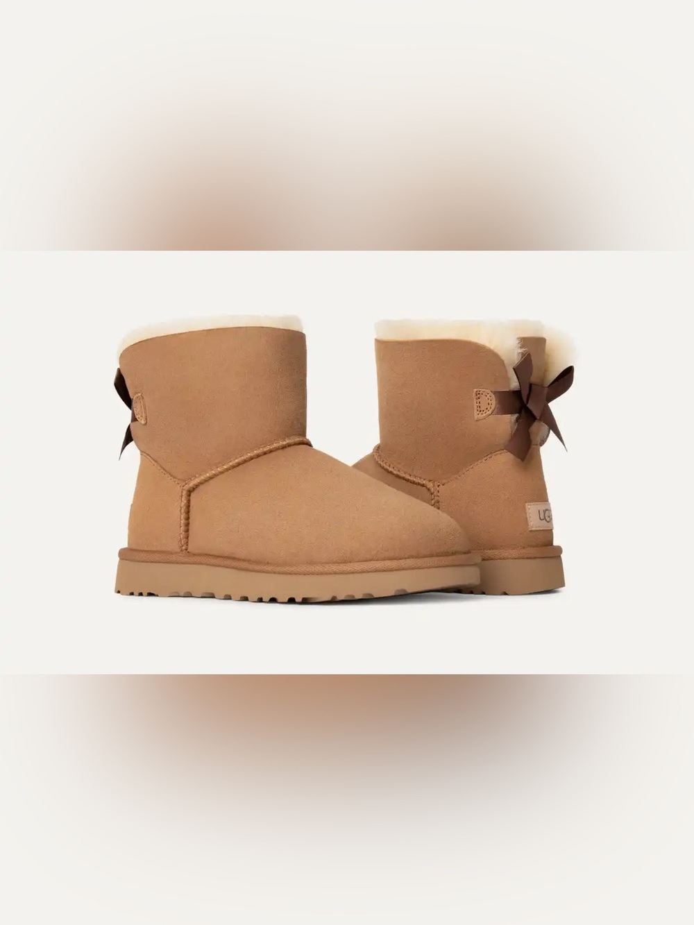 Ugg Mini Bailey Bow II Boots in Chestnut size 8 NWT